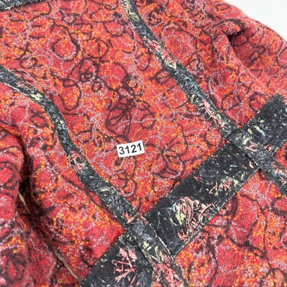 Canvasbacks Jacket Womens‎ Medium Red Textured Belted Long Sleeve Blazer Artsy - Picture 9 of 9